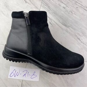 •Drew Womens Kool Black Wedge Ankle Boots Shoes 6 Wide W